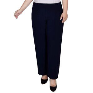 NY Collection Womens Plus Pull On High Rise Wide Leg Pants Navy Size 3X NWT